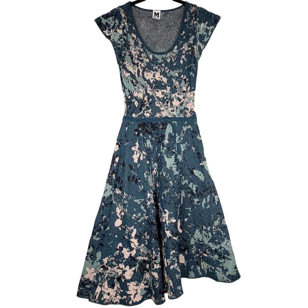 M Missoni Floral Jacquard Scoop Neck Dress - Teal Pink Green - Size 36‎ (0/XS)